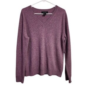 TAHARI 100% cashmere 2-ply V neck sweater lavender mauve soft knit XL